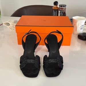 Hermes Black Studded Women's Sandals